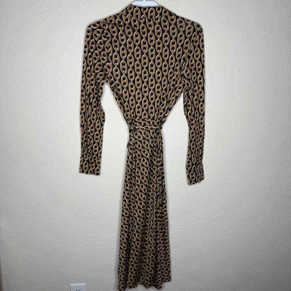 Boden Laura Jersey Midi Shirt Dress Size 6L Longer Length Chain Pattern - Picture 3 of 5